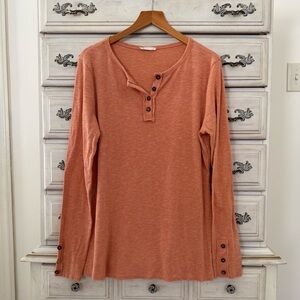 Dusty Cedar Ribbed Thermal Henley Top